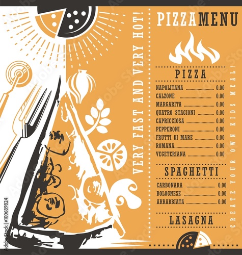 Pizza menu document layout