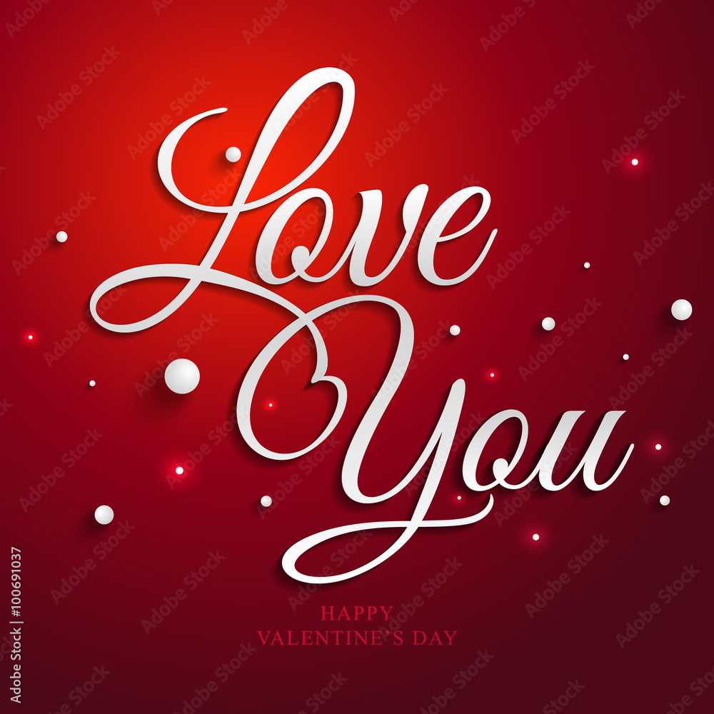 LOVE YOU lettering Greeting Card. Typographical Vector Background.
