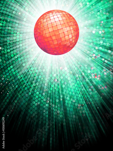 Red disco ball on light mosaic detail. EPS 10