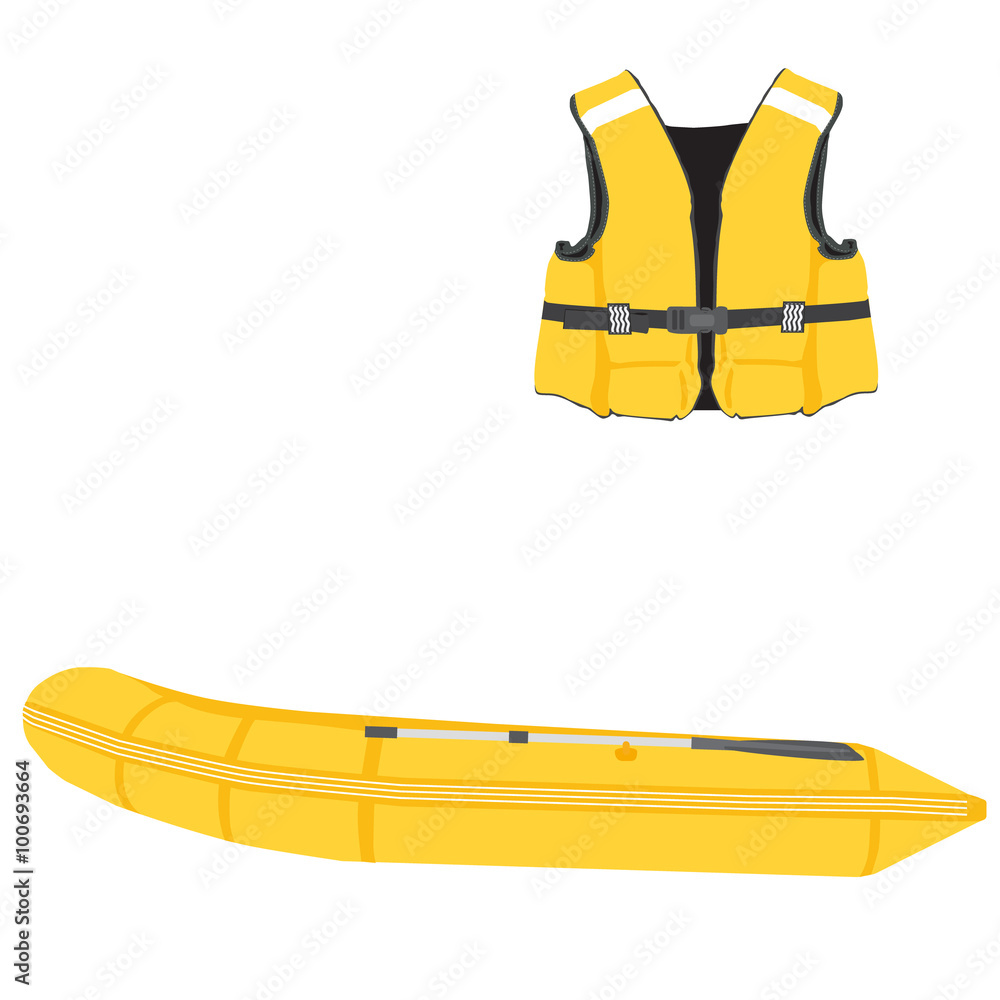 Inflatable boat and life vest
