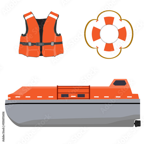 Life boat, jacket and buoy