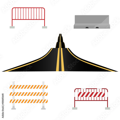 Asphalted road and barriers