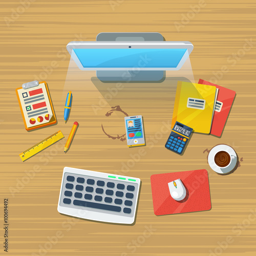 Work Place Office Flat Icon Print