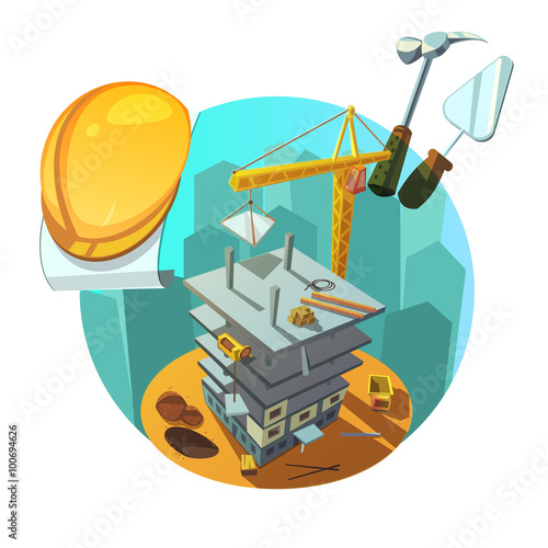 Construction retro cartoon