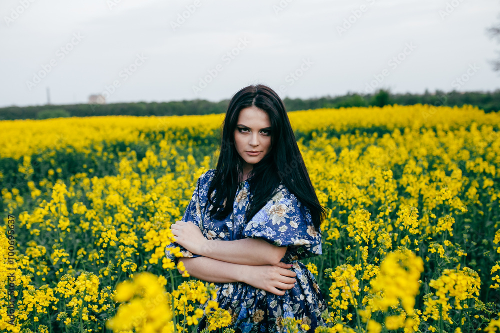 Spring walk girl in a beautiful cherry orchard Spring walk girl in a beautiful cherry orchard