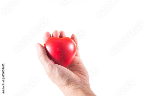 A man's hand handle with heart, love