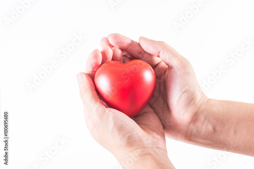 A man's hand handle with heart, love