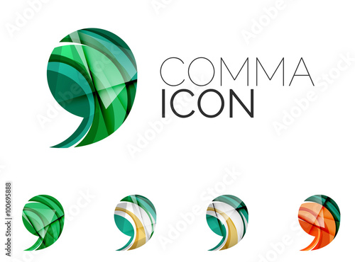 Set of abstract comma icon, business logotype concepts, clean modern geometric design