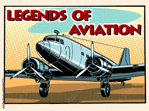 Legends of aviation abstract retro airplane