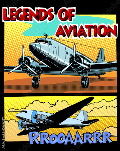 Legends of aviation abstract retro airplane