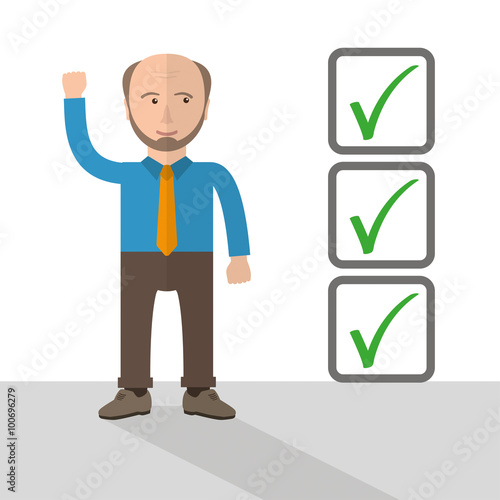 Cartoon Old Businessman Checklist