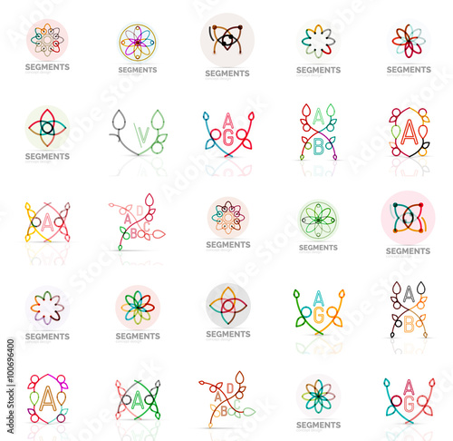 Linear abstract logos, letters, swirls