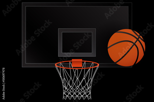 Basketball hoop and Basketball ball.