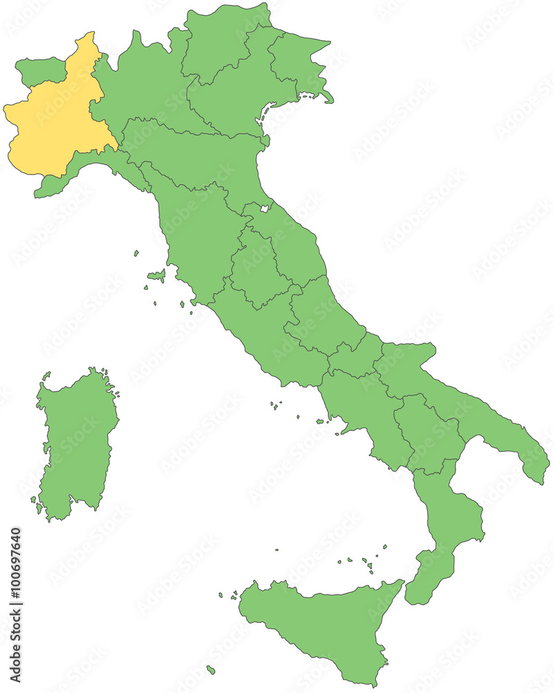 Italien - Piemont (Vektor in Grün)