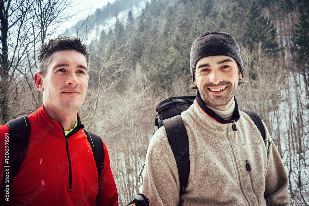 Climbers on the snowy trail