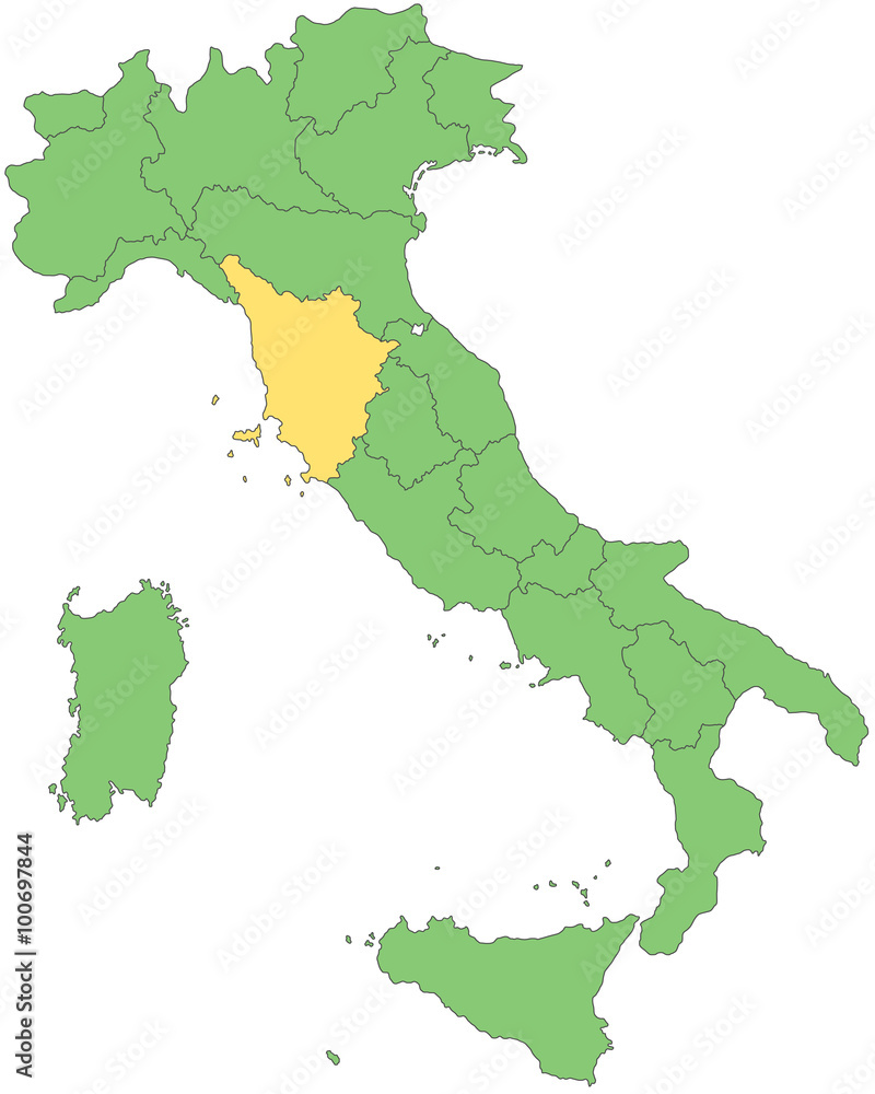 Italien - Toskana (Vektor in Grün)