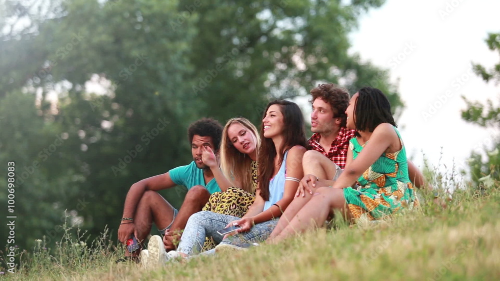 Group of friends having a great time taking selfies Group of friends having a great time taking selfies
