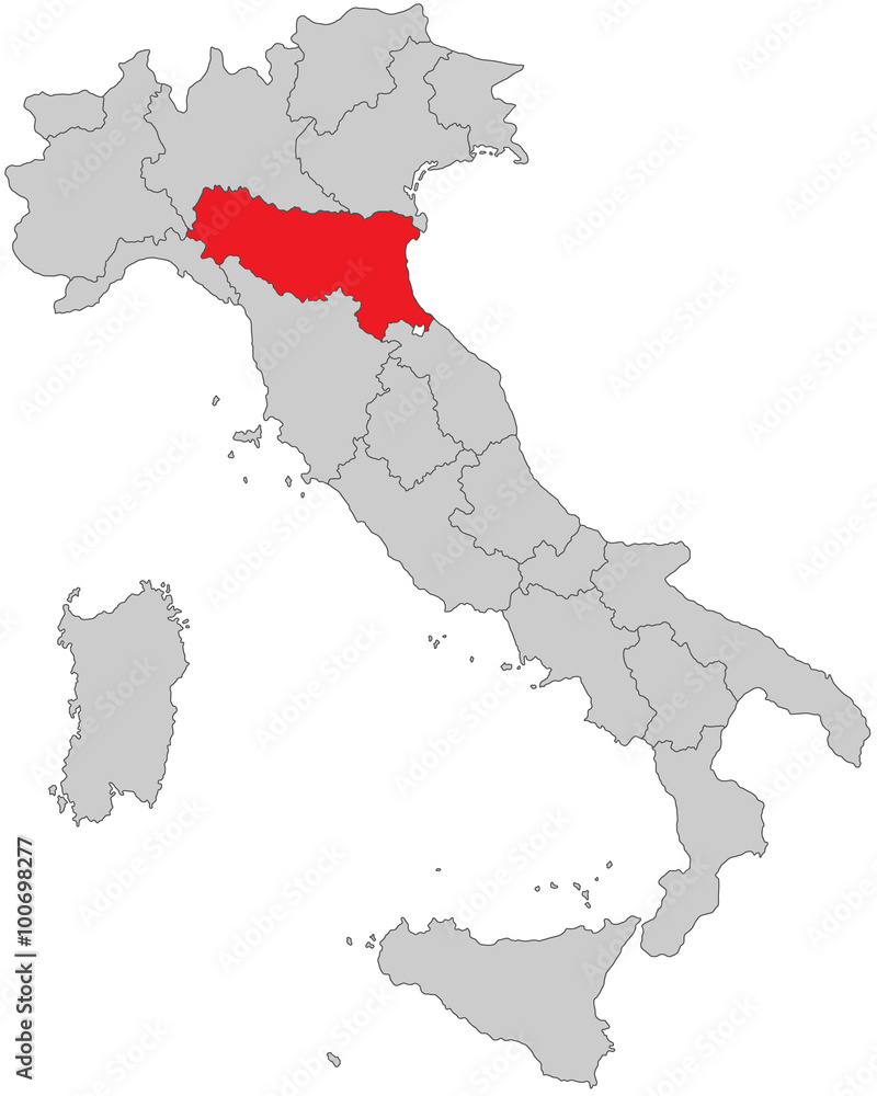 Italien - Emilia-Romagna (Vektor in Rot)