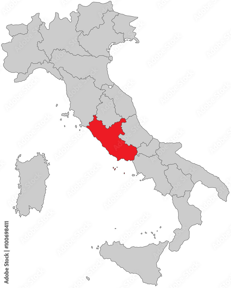 Italien - Latium (Vektor in Rot)