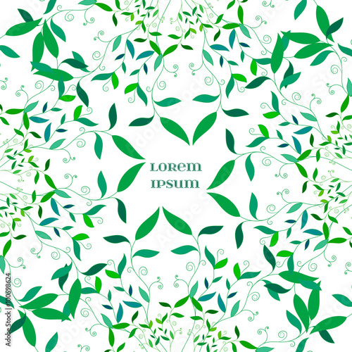 Canvas Print Vector Abstract Floral  Green Background