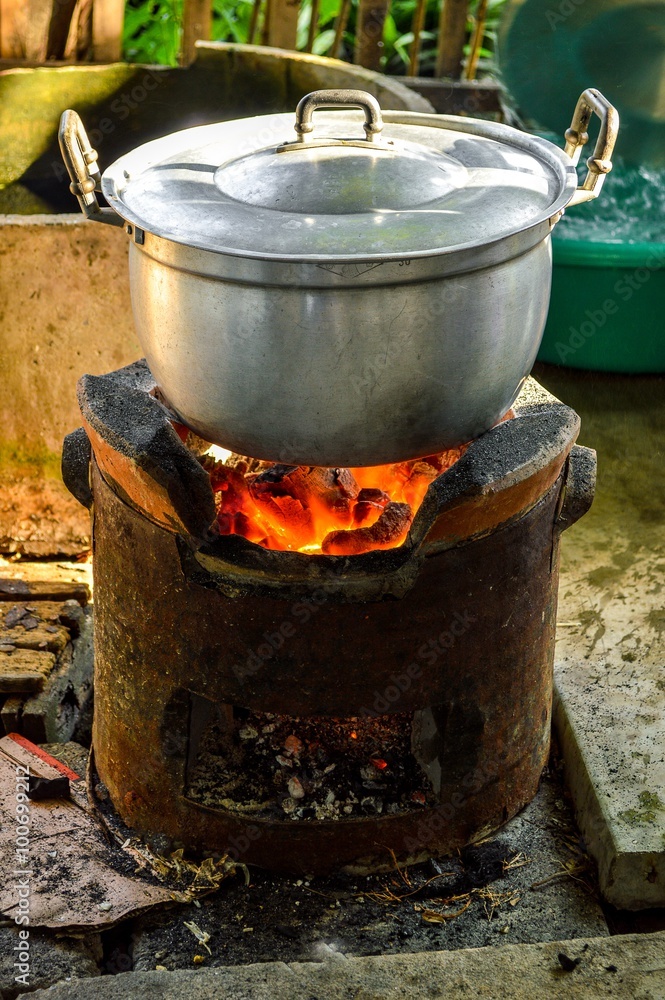 Old clay stove for traditional cooking in Thailand Old clay stove for traditional cooking in Thailand
