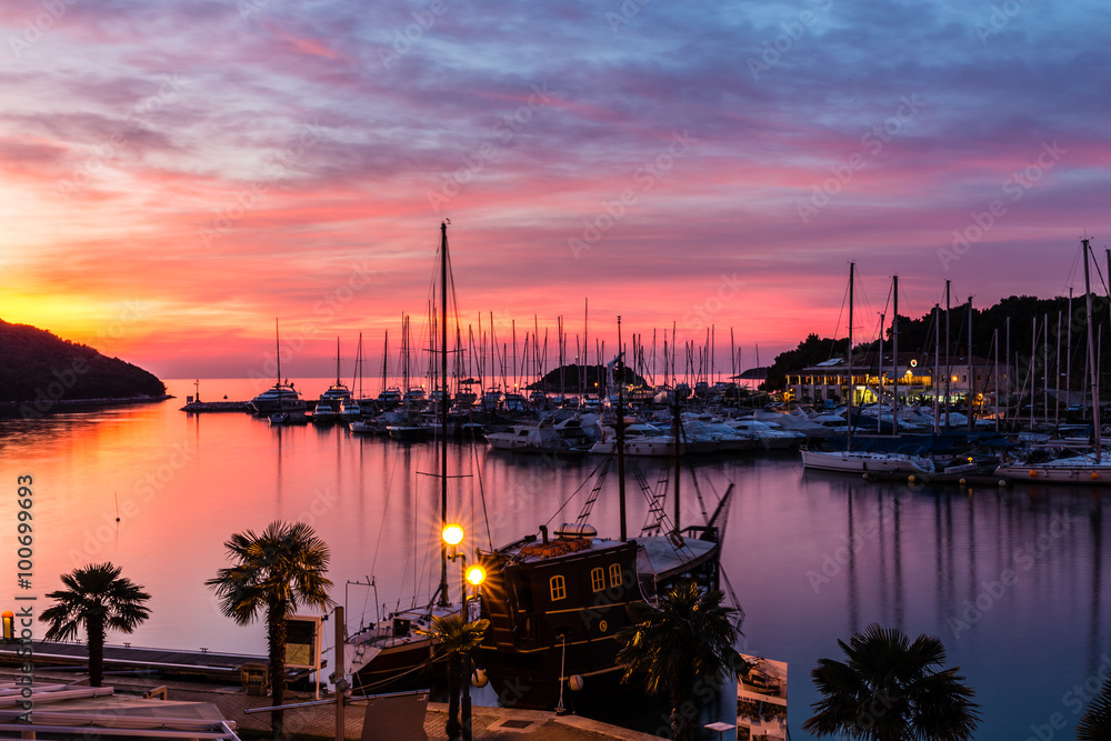 Vrsar Port During Colorful Sunset-Istria,Croatia