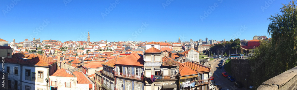 background panoramic view of the old town center of the city of Porto in Portugal