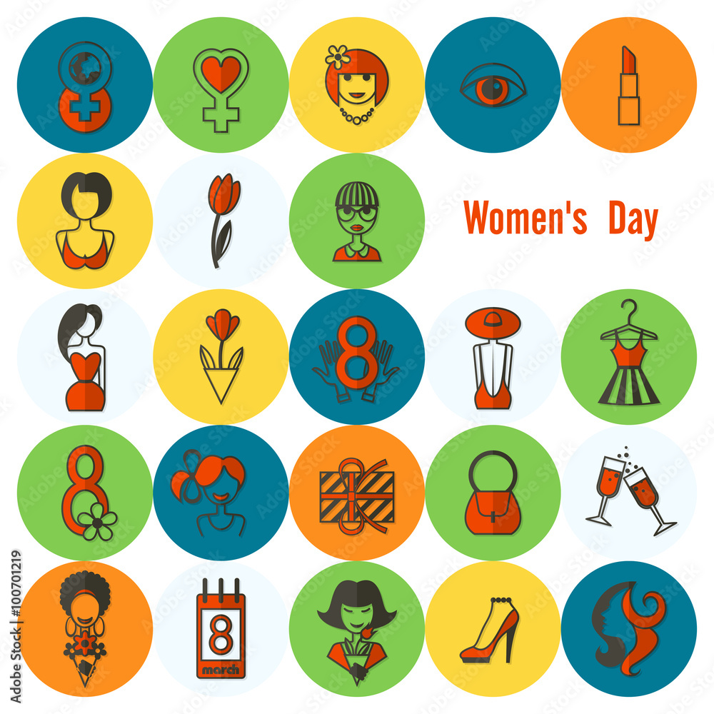 Womans Day Icon Set Womans Day Icon Set