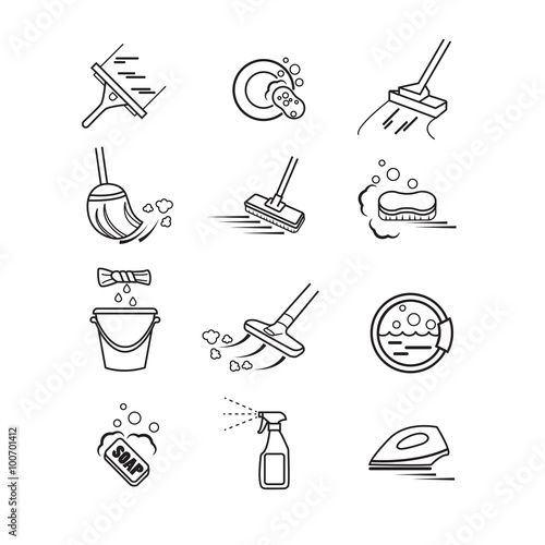 Cleaning icons set