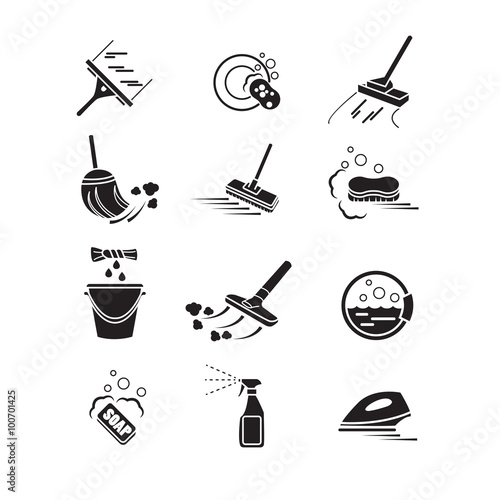 Cleaning icons set.