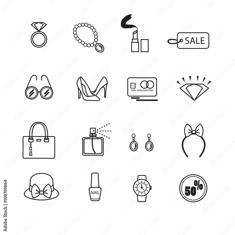 Fashion icon set, line Fashion icon set, line