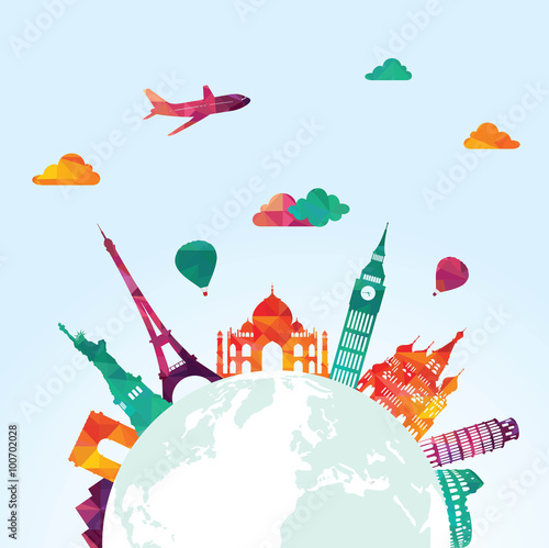 Travel and tourism background. Vector illustration