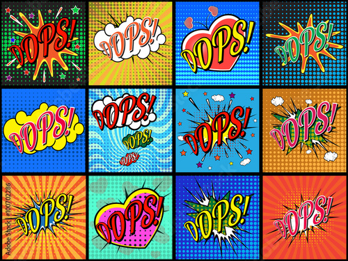 Set of comic sound effects. Vector illustration.