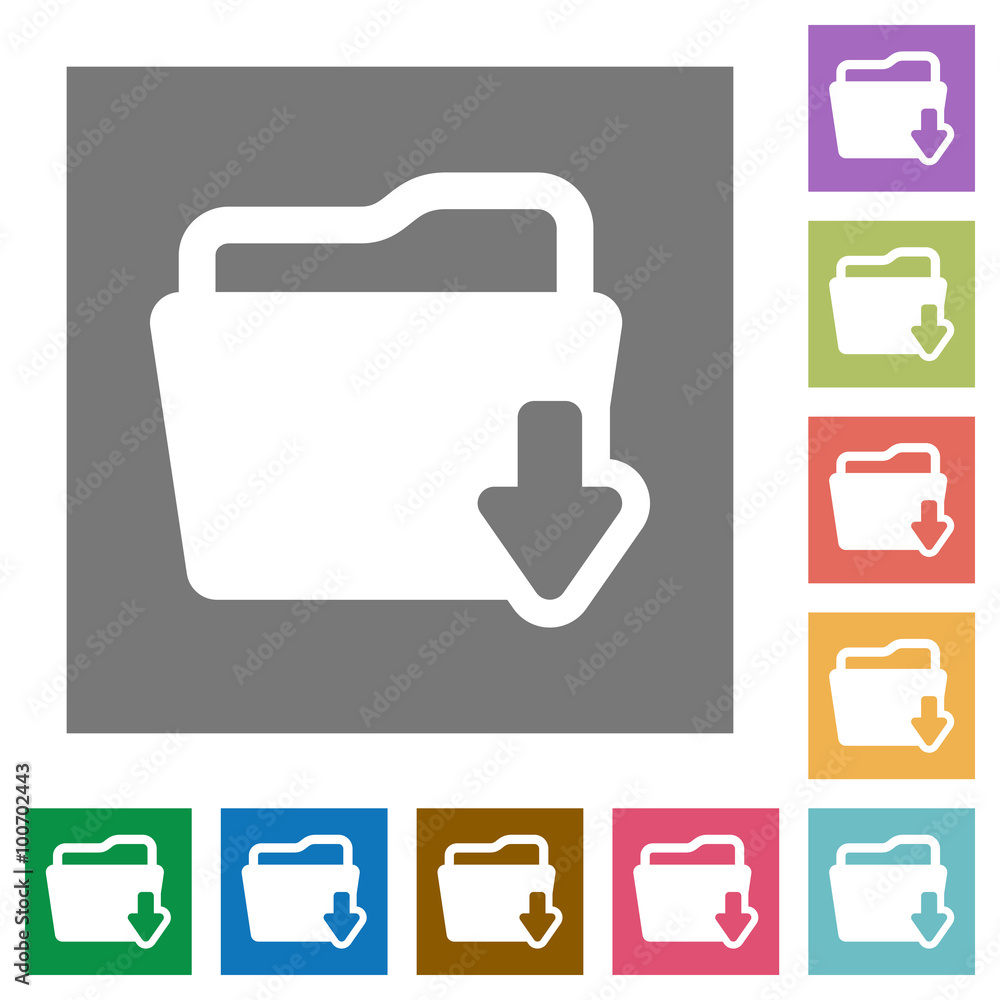 Folder download square flat icons Folder download square flat icons