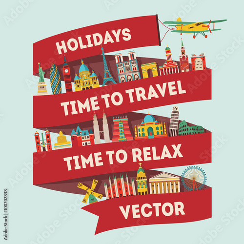 Travel and tourism background. Vector illustration