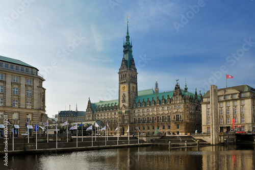 Rathaus (City Hall) and Binnen Alster, Hamburg, Germany