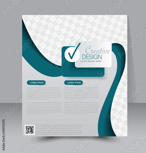 Brochure template. Business flyer. Editable A4 poster for design, education, presentation, website, magazine cover. Blue color.