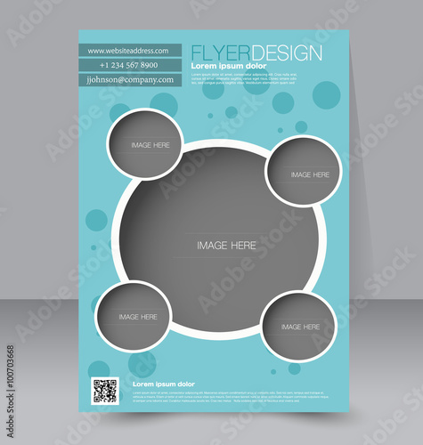 Brochure template. Business flyer. Editable A4 poster for design, education, presentation, website, magazine cover. Blue color.