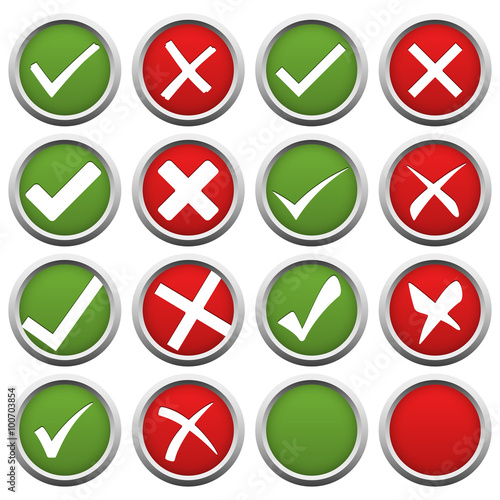red and green check mark and cross