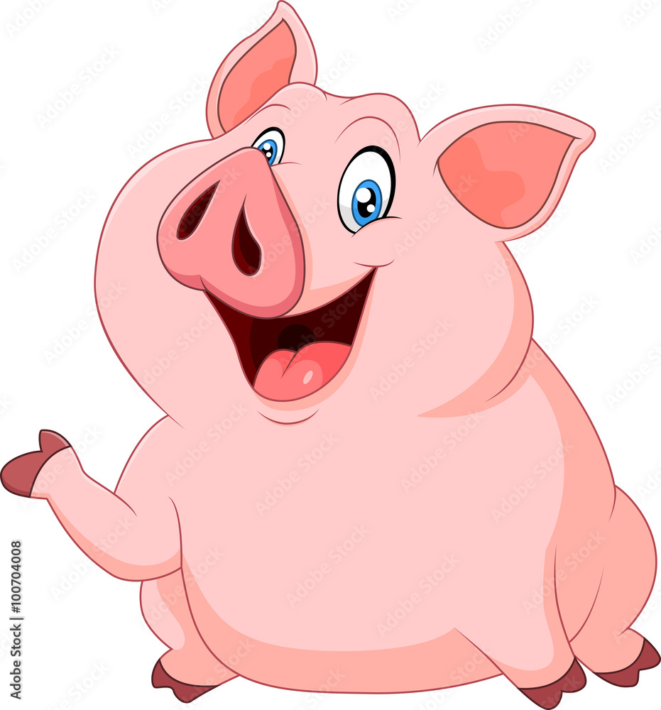 Cute fat pig presenting isolated on white background Cute fat pig presenting isolated on white background