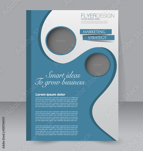 Flyer, brochure, magazine cover template design for education, presentation, website. Blue color. Editable vector illustration.
