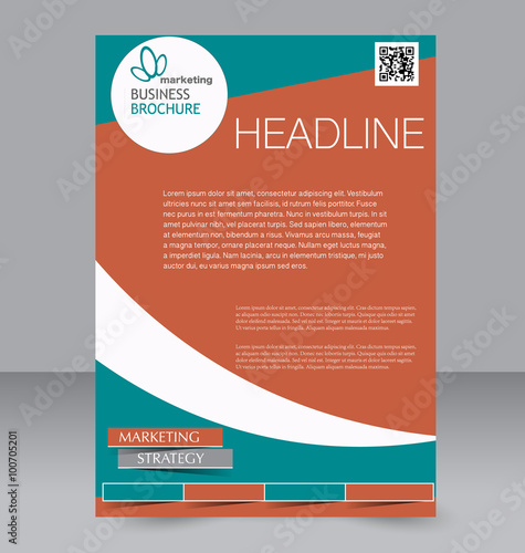 Flyer template. Brochure design. Editable A4 poster for business, education, presentation, website, magazine cover. Green and red color.