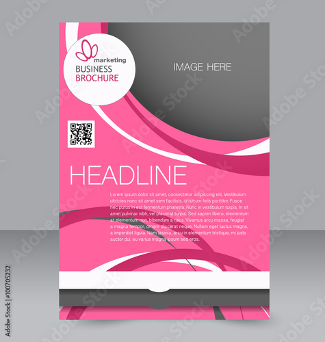 Flyer, brochure, magazine cover template design for education, presentation, website. Pink color. Editable vector illustration.