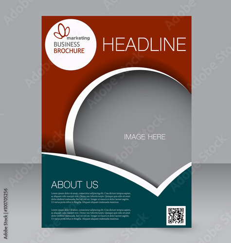 Flyer template. Brochure design. Editable A4 poster for business, education, presentation, website, magazine cover. Green and red color.