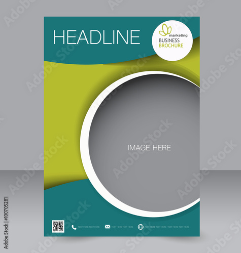Flyer template. Brochure design. Editable A4 poster for business, education, presentation, website, magazine cover. Green color.