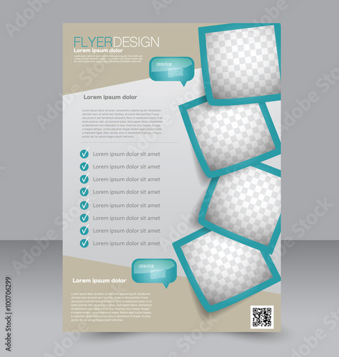 Brochure design. Flyer template. Editable A4 poster for business, education, presentation, website, magazine cover. Green color.