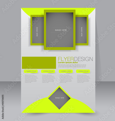 Brochure design. Flyer template. Editable A4 poster for business, education, presentation, website, magazine cover. Green color.