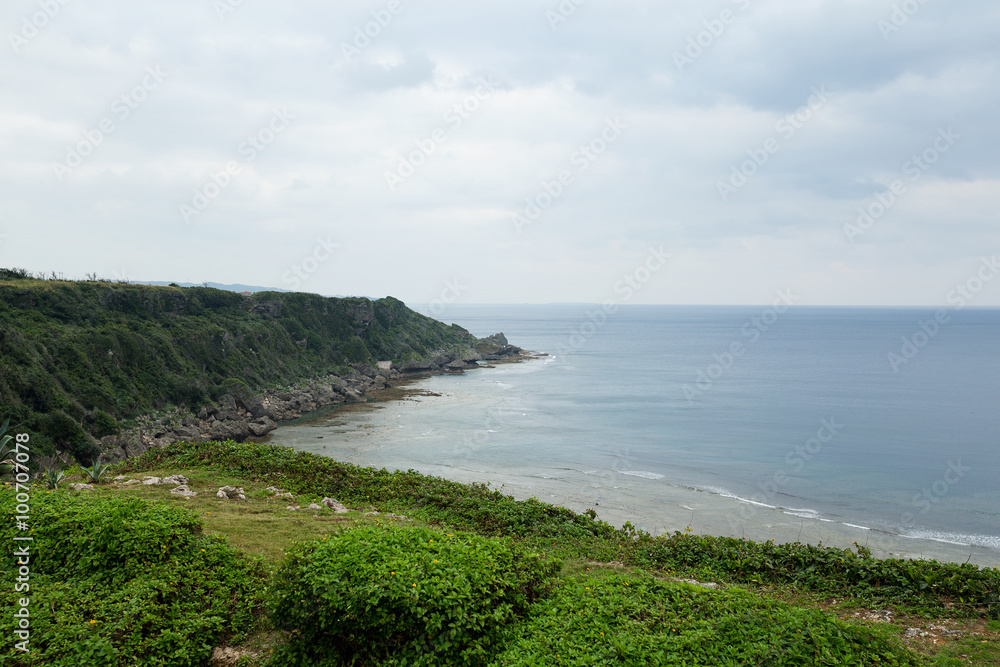 Sea of emerald green of the Okinawa