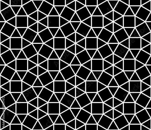 Vector modern seamless sacred geometry pattern mosaic, black and white abstract geometric background, pillow print, monochrome retro texture, hipster fashion design