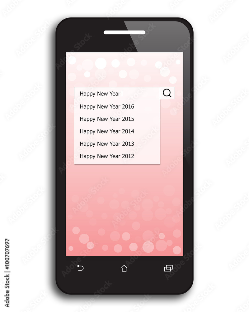 Happy New Year 2016., Searching in internet smart phone. Happy New Year 2016., Searching in internet smart phone.